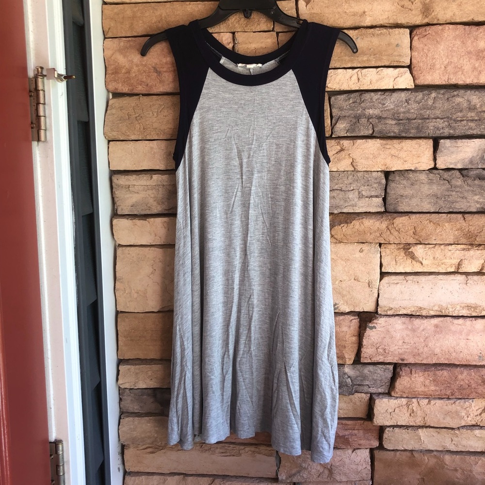 Rolla Coster grey navy blue sleeveless stretch t-shirt dress Medium